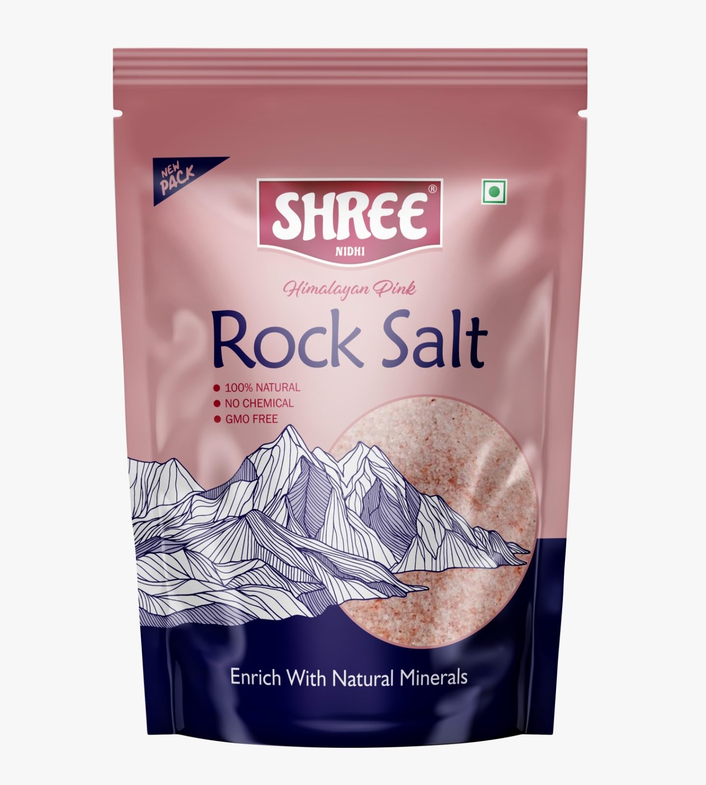 SHREE NIDHI Himalayan Pink Rock Salt, 1kg Pouch, Premium Sendha